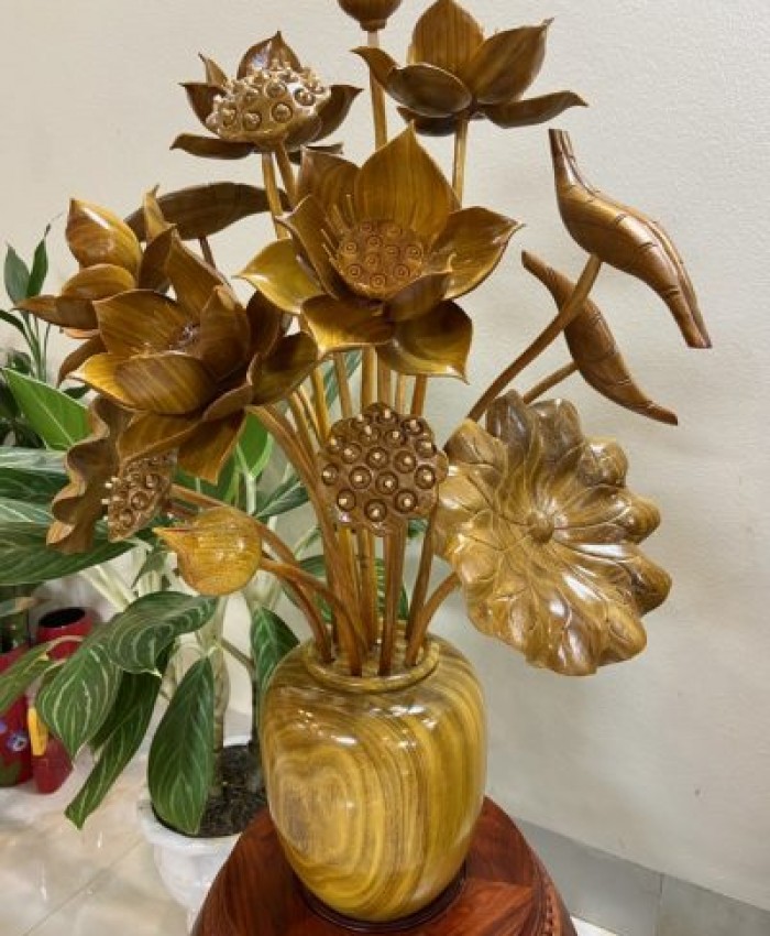 Bình hoa sen – Gỗ cẩm vàng Tp.HS01
